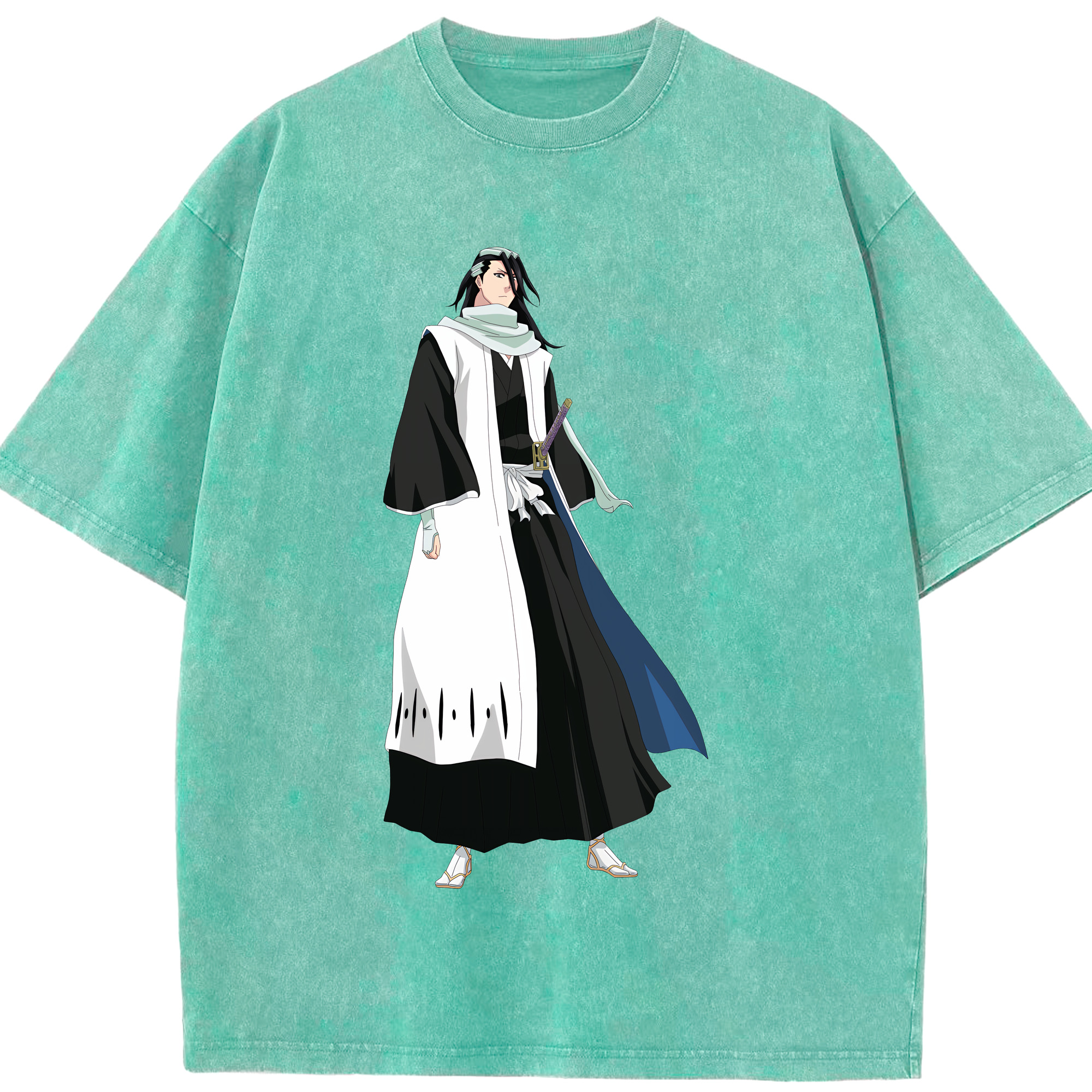 （画像用） ブリーチ くちき びゃくや BLEACH Kuchiki Byakuya 綿100% ヴィンテージ風 半袖Tシャツ（フロントプリント）
